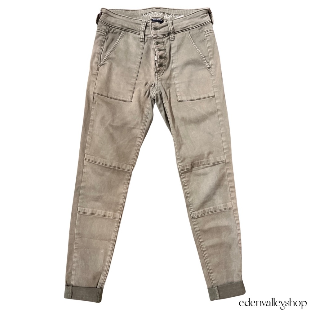 American Eagle Outfitters Pleated Olive Leggings,Super Stretch & Soft - Sateen X